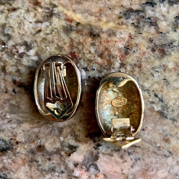 Vintage Italy Sterling Silver Clip Earrings animal print enamel Jewelry Italian - Picture 9 of 10